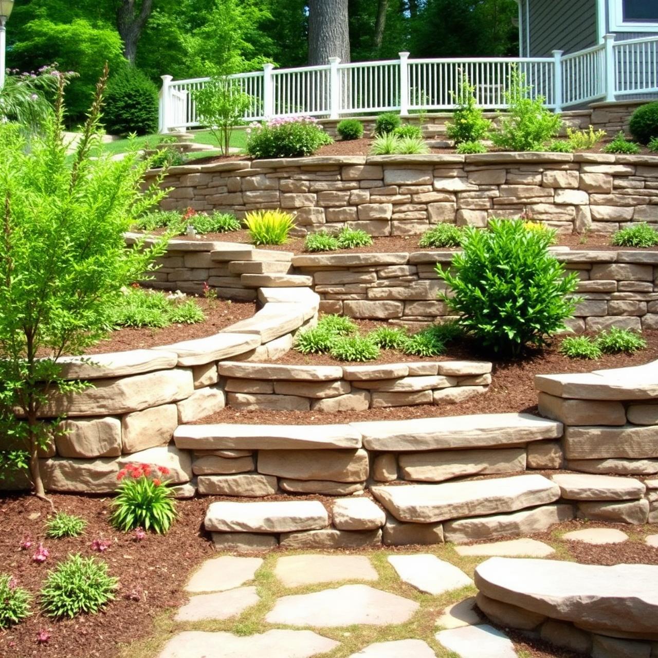 Stone retaining wall